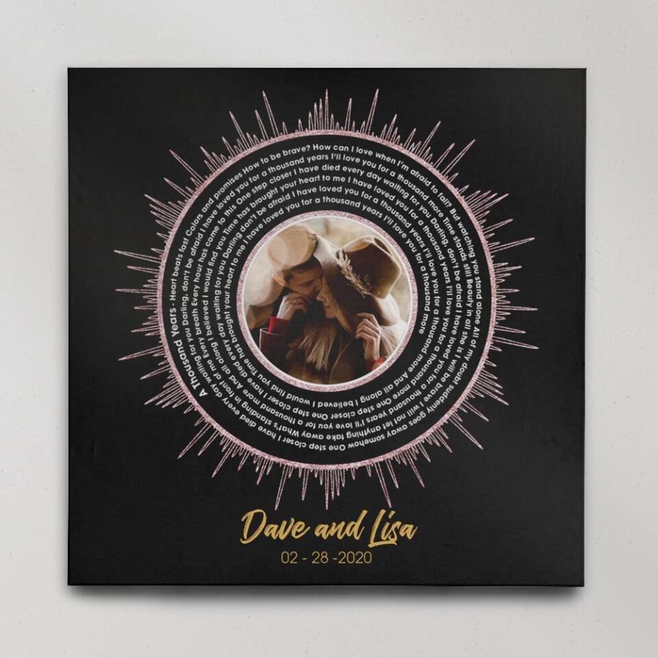 Vinyl Record Favorite Song Sound Waves Lyrics Custom Canvas Poster Anniversary Gift For Couples