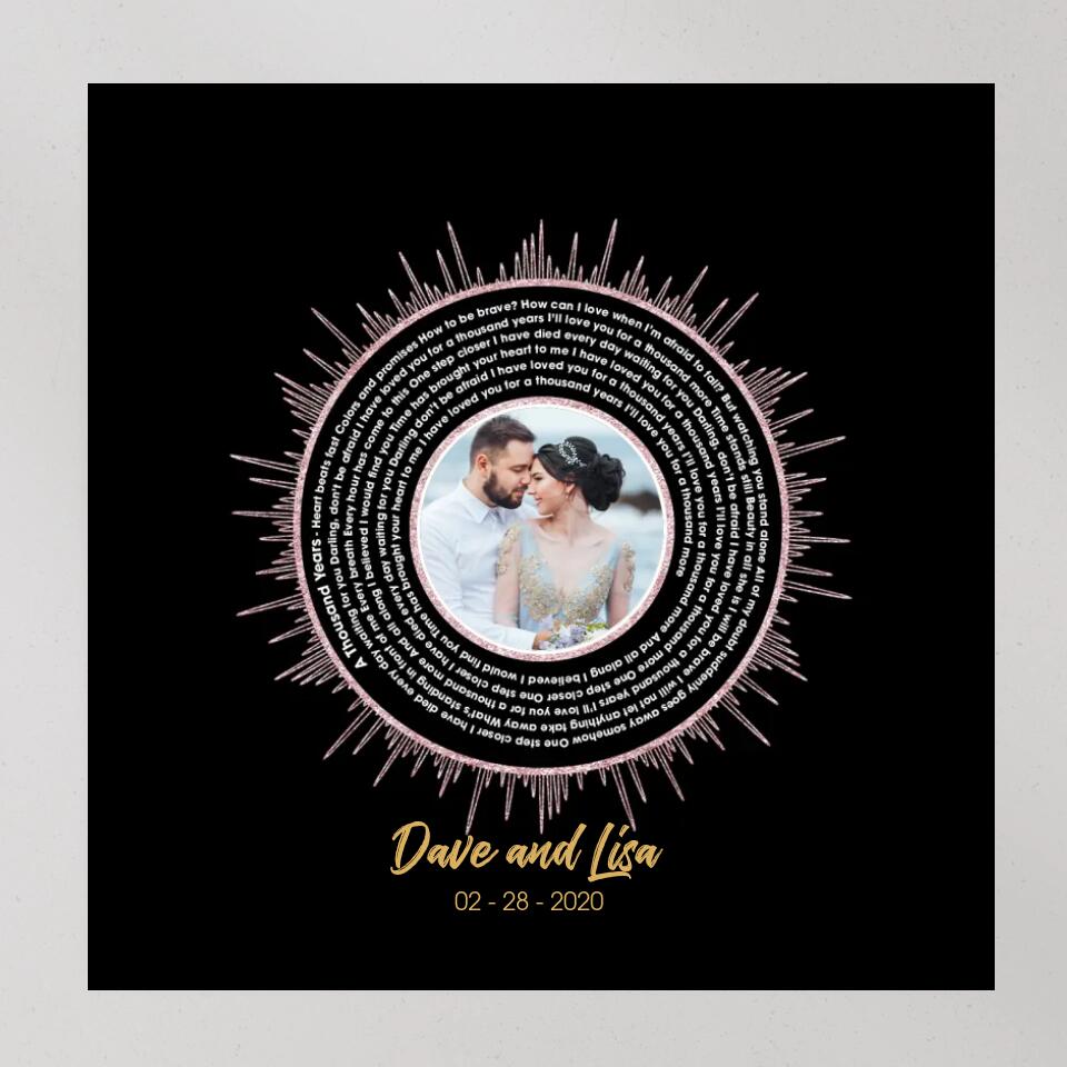 Vinyl Record Favorite Song Sound Waves Lyrics Custom Canvas Poster Anniversary Gift For Couples