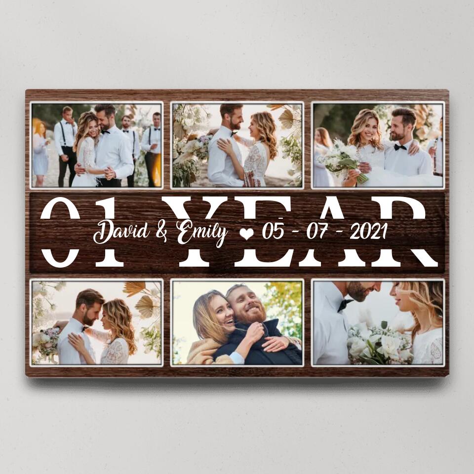 1 Year Anniversary Custom Canvas Poster Valentine's Day Gifts For Couples