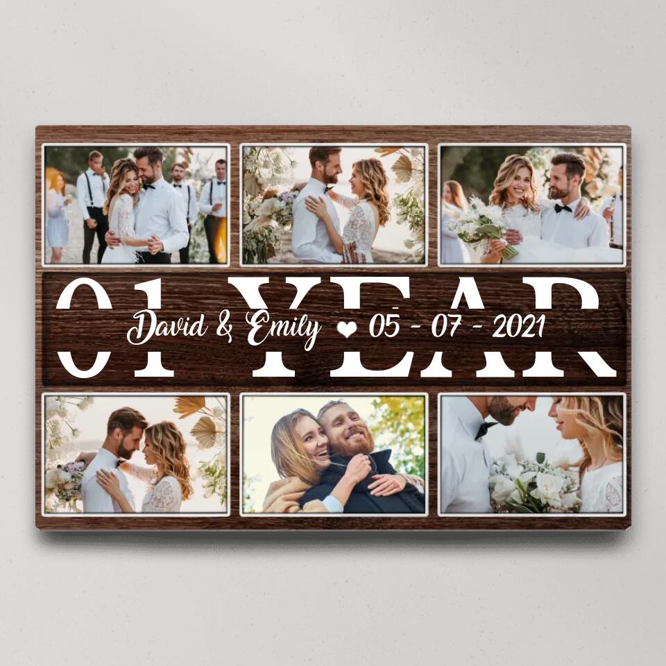 1 Year Anniversary Custom Canvas Poster Valentine's Day Gifts For Couples