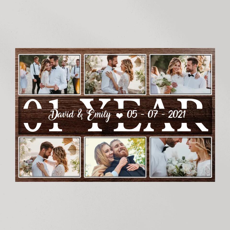 1 Year Anniversary Custom Canvas Poster Valentine's Day Gifts For Couples