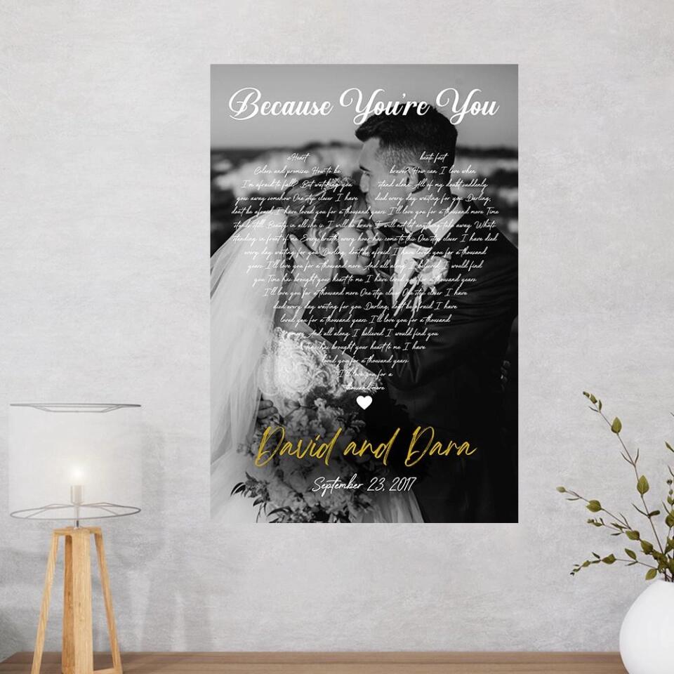 Personalized Favorite Song Lyrics And Photo Custom Canvas Poster Wedding Gifts