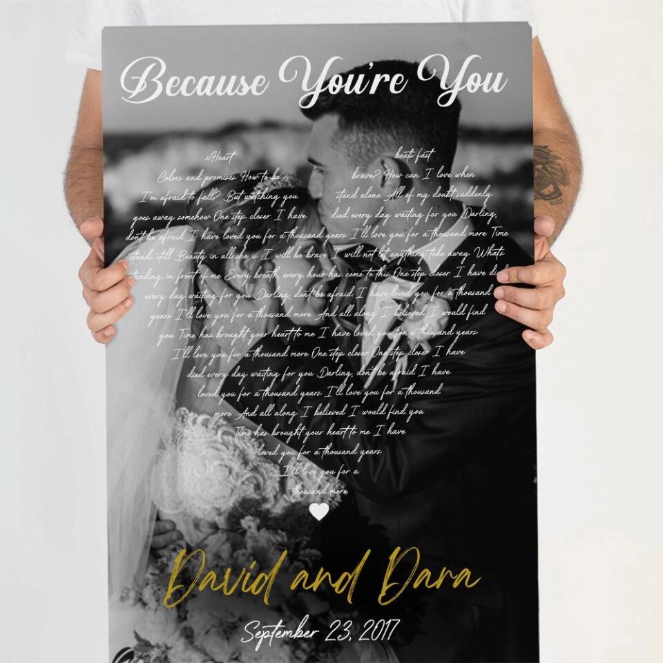 Personalized Favorite Song Lyrics And Photo Custom Canvas Poster Wedding Gifts