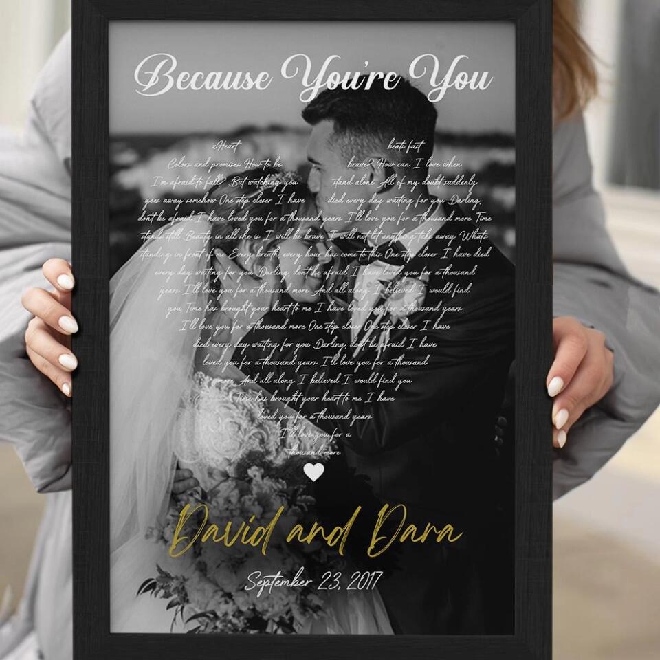 Personalized Favorite Song Lyrics And Photo Custom Canvas Poster Wedding Gifts