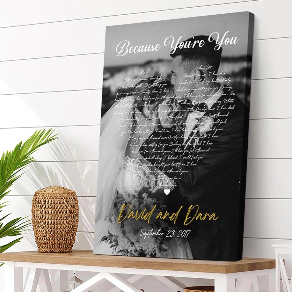 Personalized Favorite Song Lyrics And Photo Custom Canvas Poster Wedding Gifts