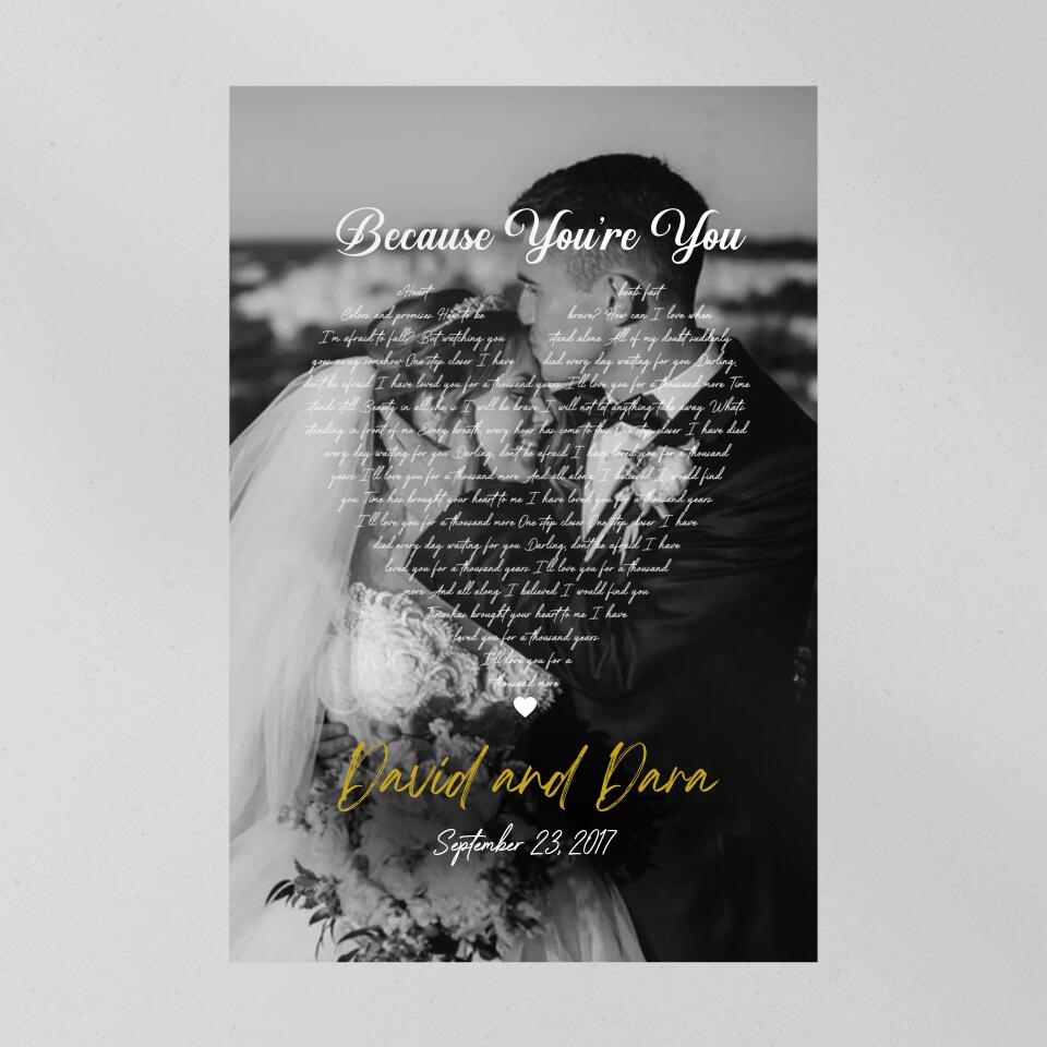 Personalized Favorite Song Lyrics And Photo Custom Canvas Poster Wedding Gifts