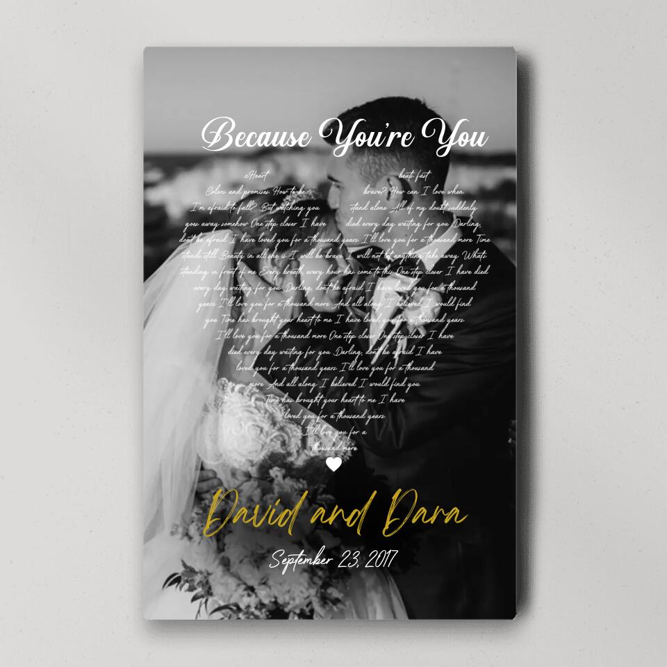 Personalized Favorite Song Lyrics And Photo Custom Canvas Poster Wedding Gifts