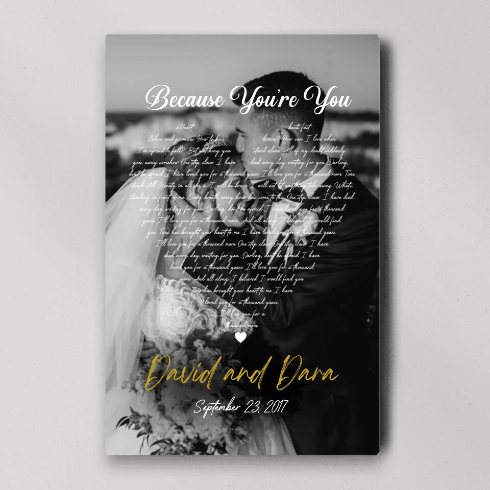 Personalized Favorite Song Lyrics And Photo Custom Canvas Poster Wedding Gifts