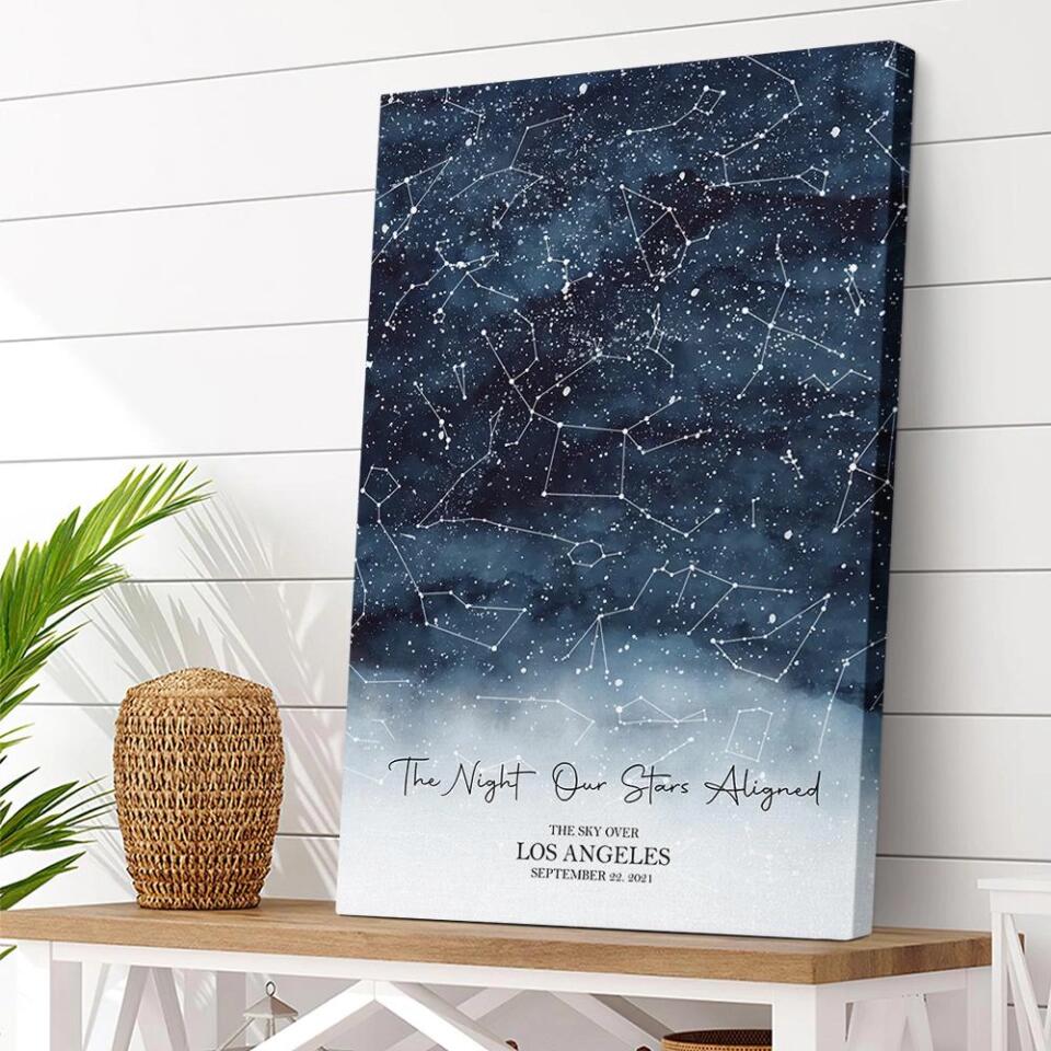 The Night Our Stars Aligned Custom Star Map Canvas Poster Anniversary Gift For Couples
