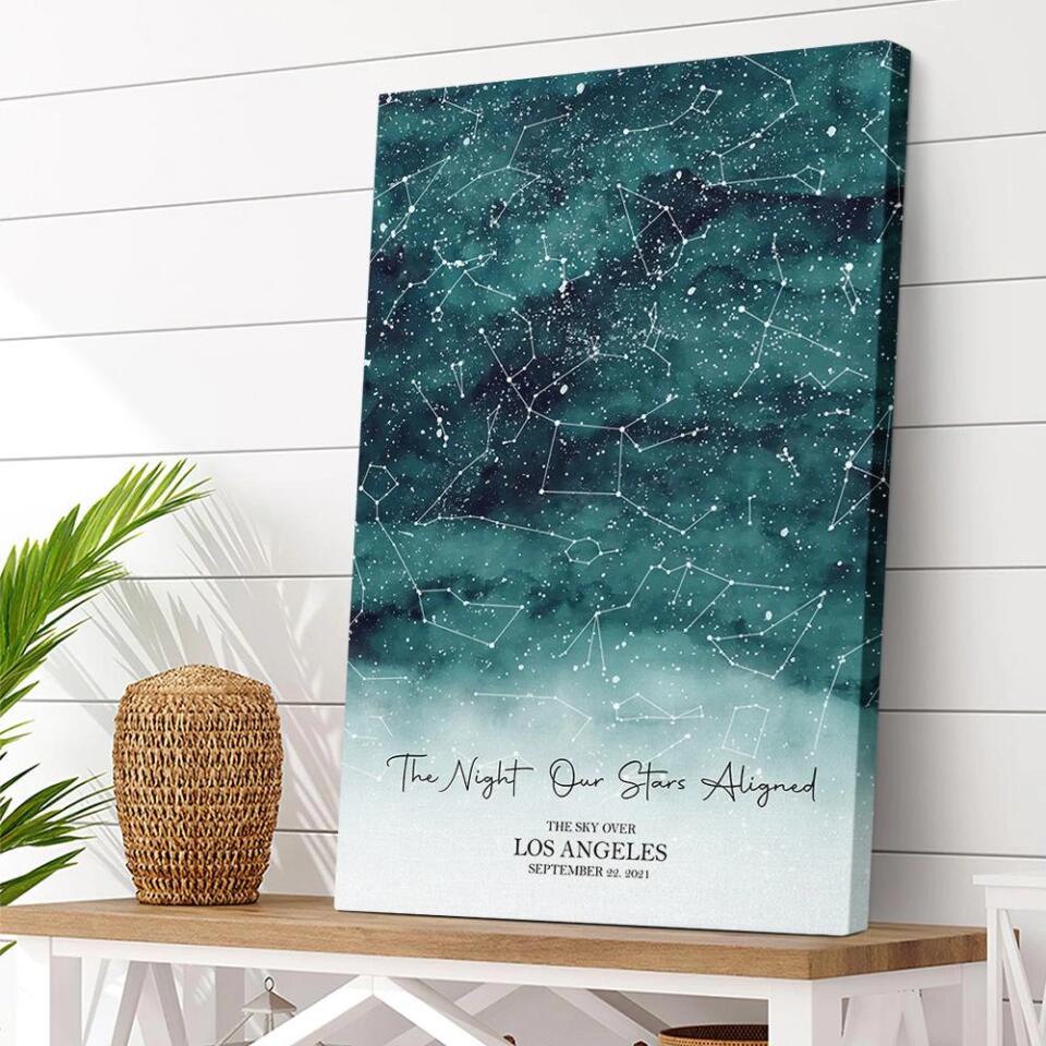 The Night Our Stars Aligned Custom Star Map Canvas Poster Anniversary Gift For Couples