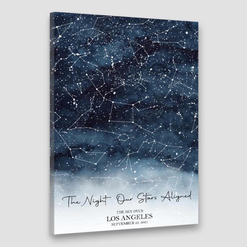 The Night Our Stars Aligned Custom Star Map Canvas Poster Anniversary Gift For Couples