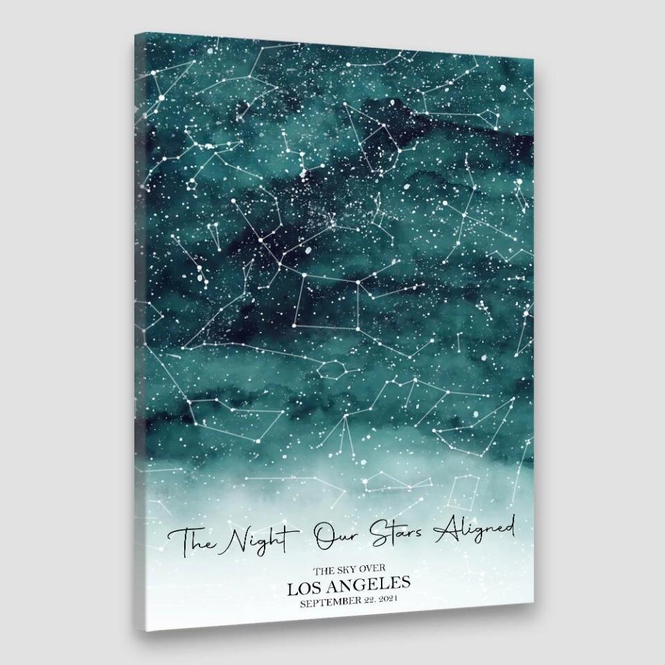 The Night Our Stars Aligned Custom Star Map Canvas Poster Anniversary Gift For Couples