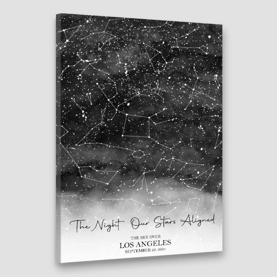 The Night Our Stars Aligned Custom Star Map Canvas Poster Anniversary Gift For Couples