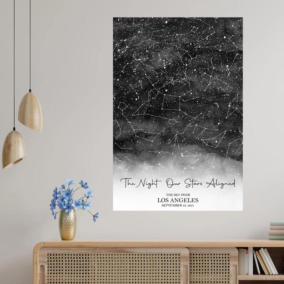 The Night Our Stars Aligned Custom Star Map Canvas Poster Anniversary Gift For Couples