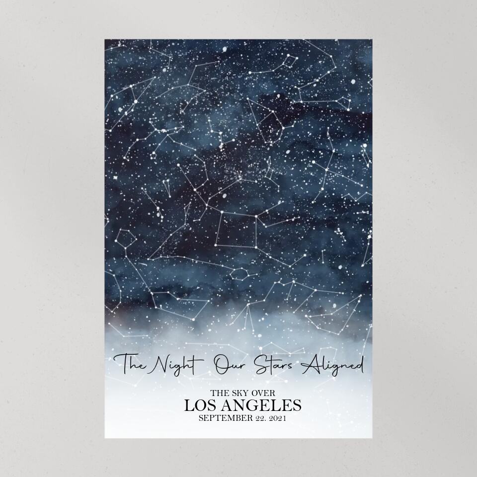 The Night Our Stars Aligned Custom Star Map Canvas Poster Anniversary Gift For Couples