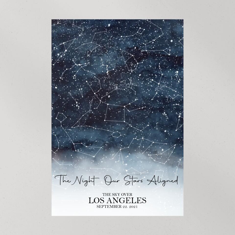 The Night Our Stars Aligned Custom Star Map Canvas Poster Anniversary Gift For Couples
