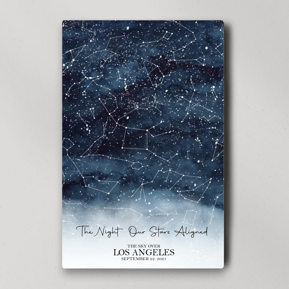 The Night Our Stars Aligned Custom Star Map Canvas Poster Anniversary Gift For Couples