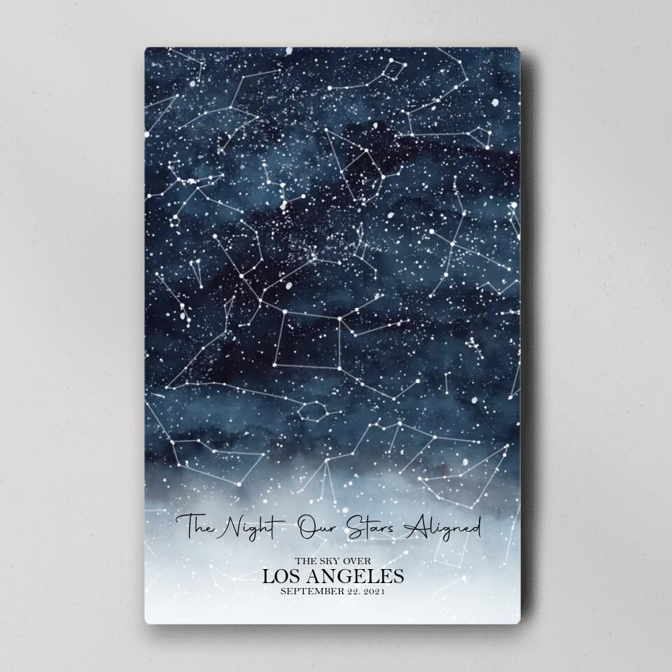 The Night Our Stars Aligned Custom Star Map Canvas Poster Anniversary Gift For Couples