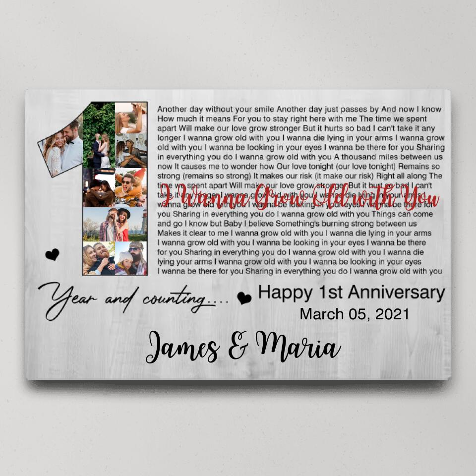 Happy 1 Year Anniversary and Counting - Personalized Canvas Poster Wall Art Decor Home Decor - Gift for Wife, Husband, Girlfriend, Boyfriend On Valentine&#39;s Day - 209IHPTHCA140