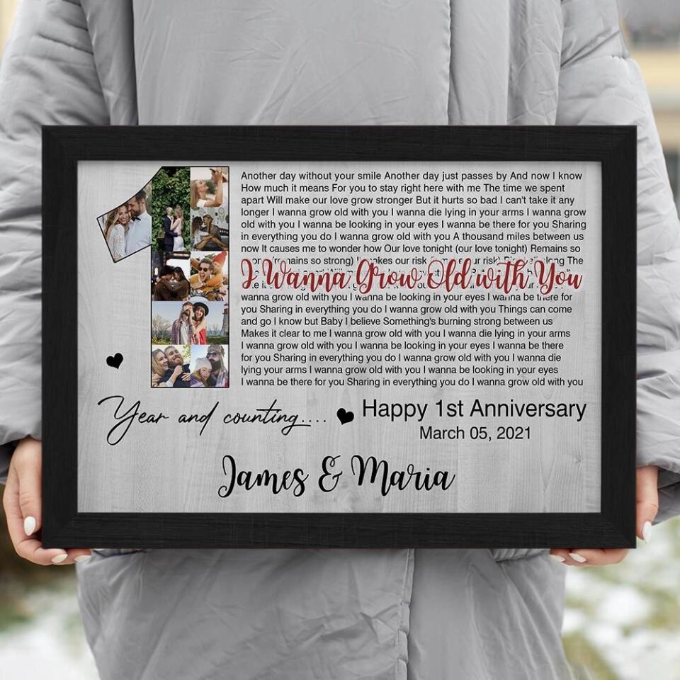 Happy 1 Year Anniversary and Counting - Personalized Canvas Poster Wall Art Decor Home Decor - Gift for Wife, Husband, Girlfriend, Boyfriend On Valentine's Day - 209IHPTHCA140