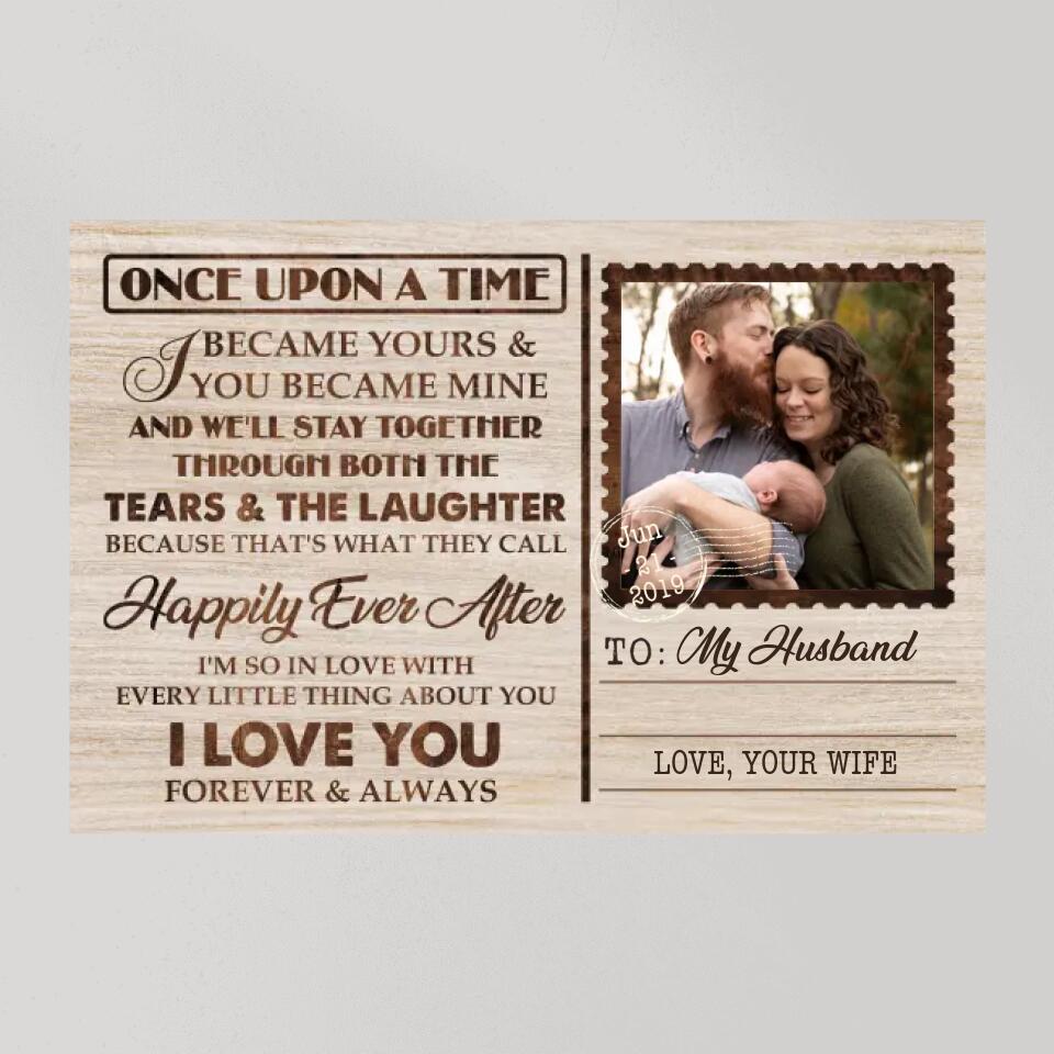 Once Up On A Time Envelope Style Custom Canvas Poster Anniversary Gift For Couples