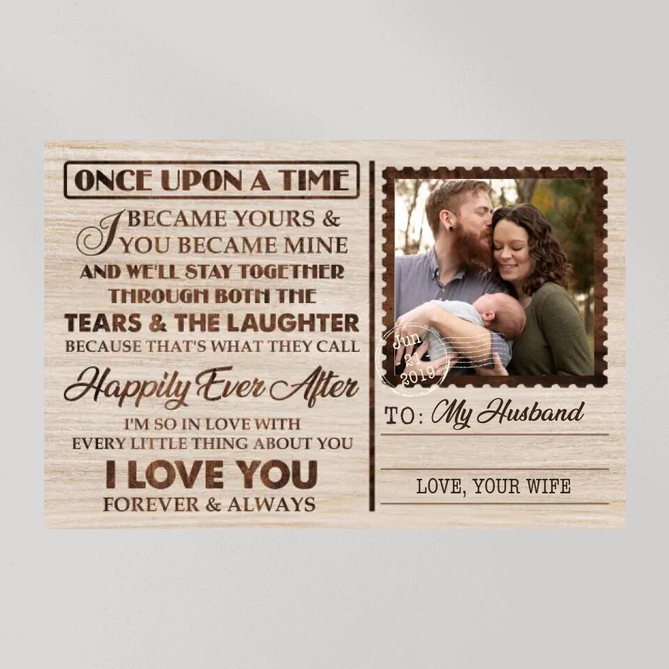 Once Up On A Time Envelope Style Custom Canvas Poster Anniversary Gift For Couples