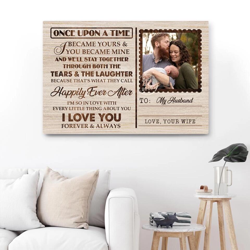 Once Up On A Time Envelope Style Custom Canvas Poster Anniversary Gift For Couples