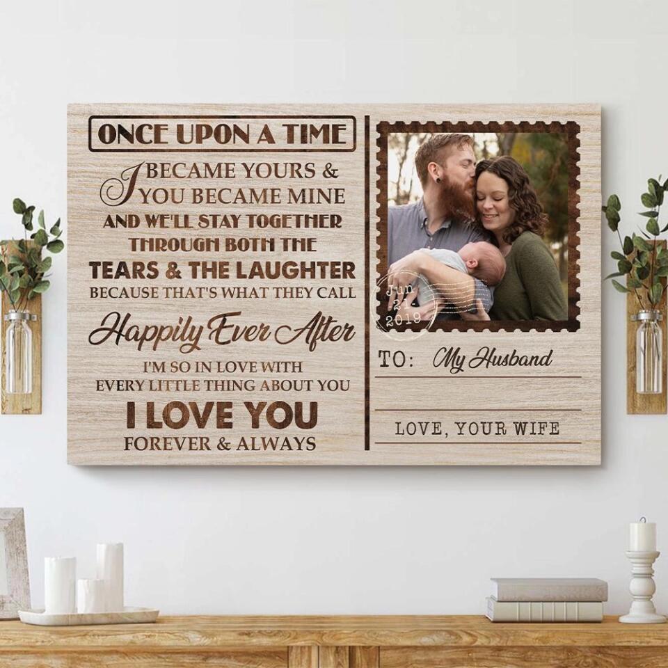 Once Up On A Time Envelope Style Custom Canvas Poster Anniversary Gift For Couples