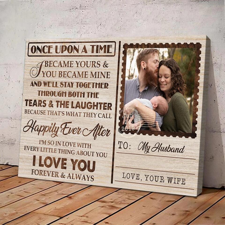 Once Up On A Time Envelope Style Custom Canvas Poster Anniversary Gift For Couples