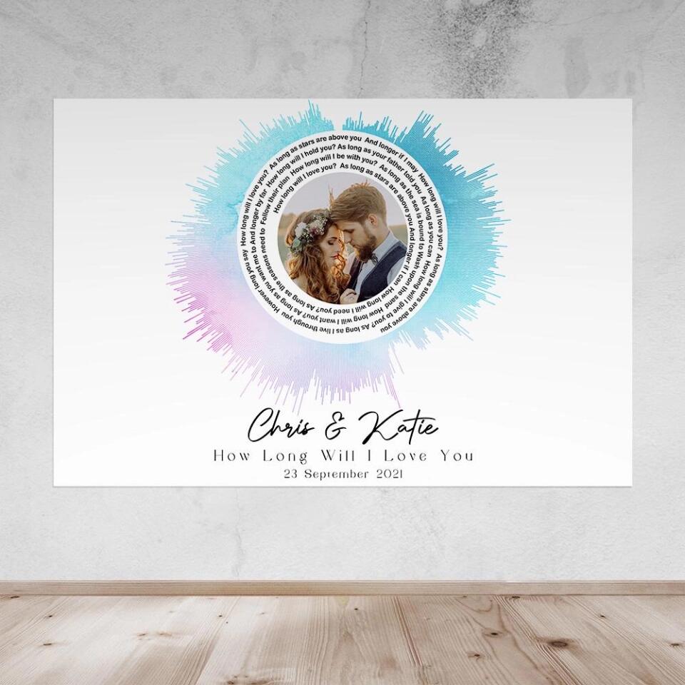 Custom Sound Wave Photo And Message Custom Canvas Poster Anniversary Gift For Couples