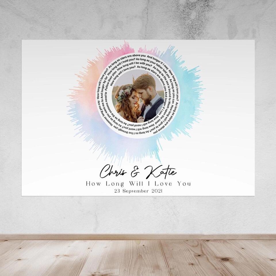Custom Sound Wave Photo And Message Custom Canvas Poster Anniversary Gift For Couples