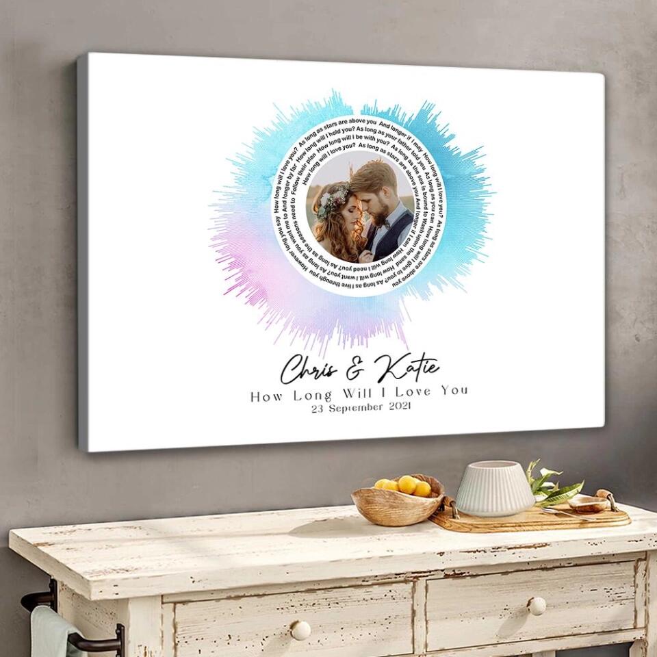 Custom Sound Wave Photo And Message Custom Canvas Poster Anniversary Gift For Couples
