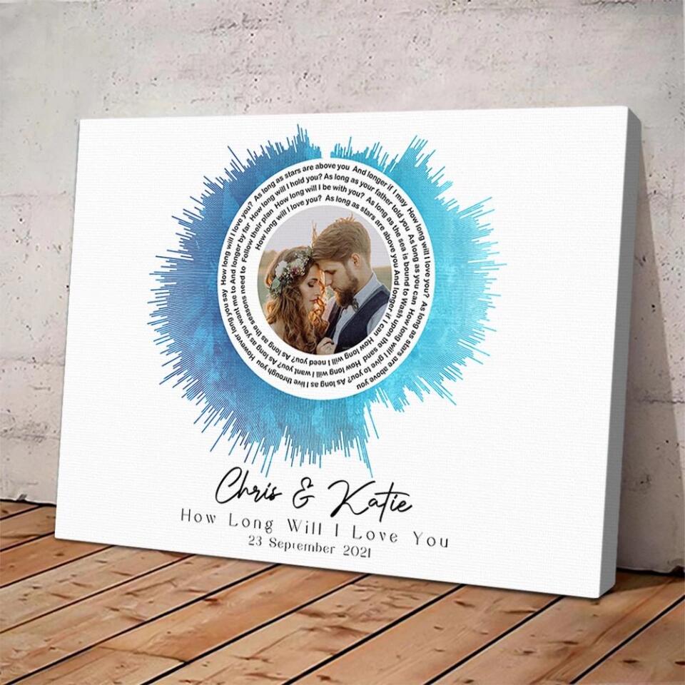 Custom Sound Wave Photo And Message Custom Canvas Poster Anniversary Gift For Couples
