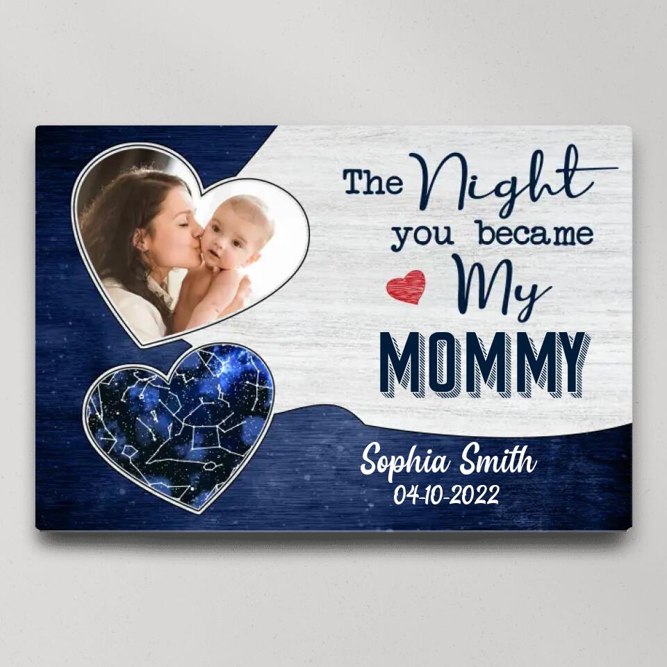 The Night You Became My Daddy/Mommy - Custom Star Map Wall Art With Photo