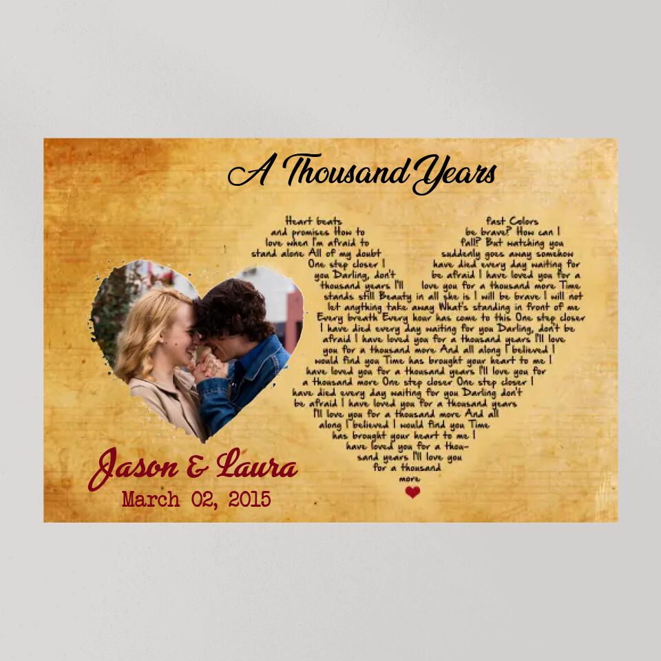 Custom Favorite Song Lyrics Heart Shape Custom Canvas Poster Anniversary Gifts