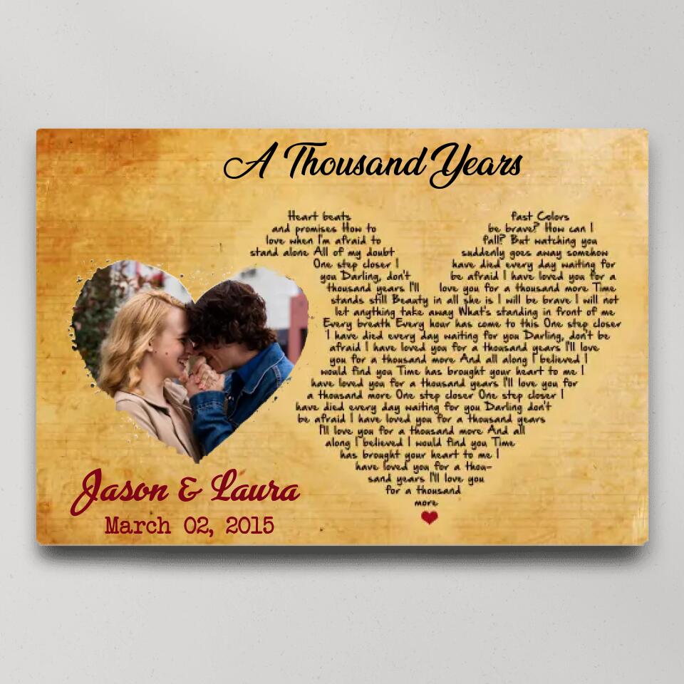 Custom Favorite Song Lyrics Heart Shape Custom Canvas Poster Anniversary Gifts