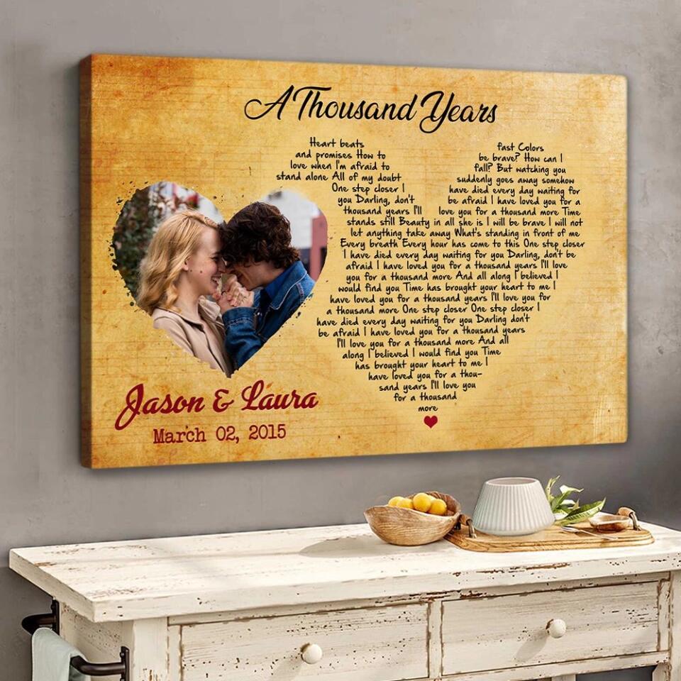 Custom Favorite Song Lyrics Heart Shape Custom Canvas Poster Anniversary Gifts