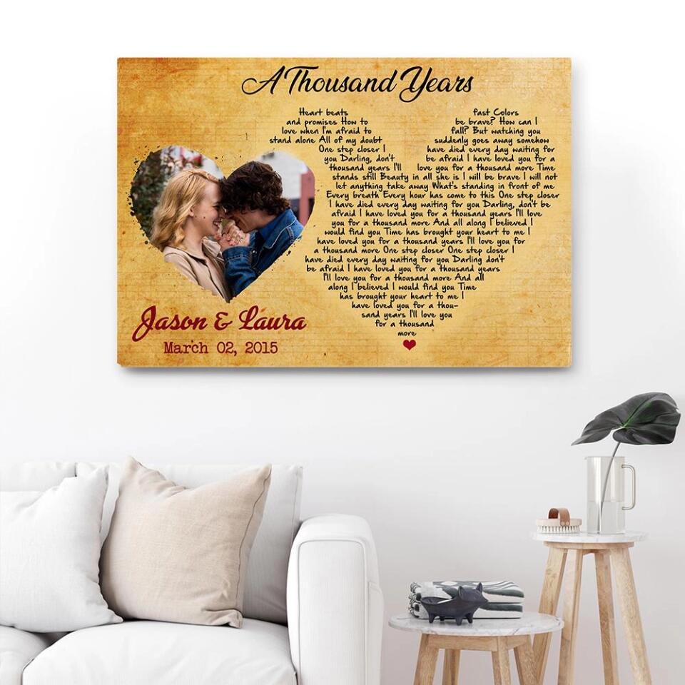 Custom Favorite Song Lyrics Heart Shape Custom Canvas Poster Anniversary Gifts