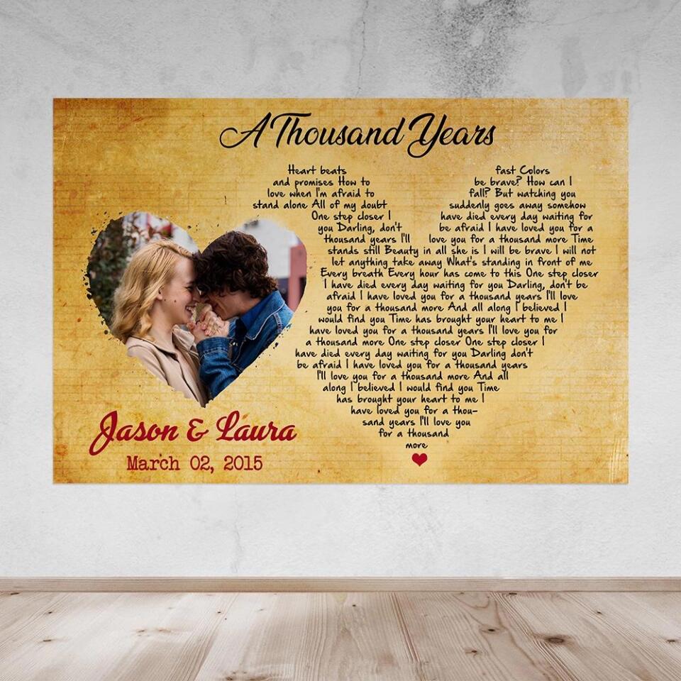 Custom Favorite Song Lyrics Heart Shape Custom Canvas Poster Anniversary Gifts