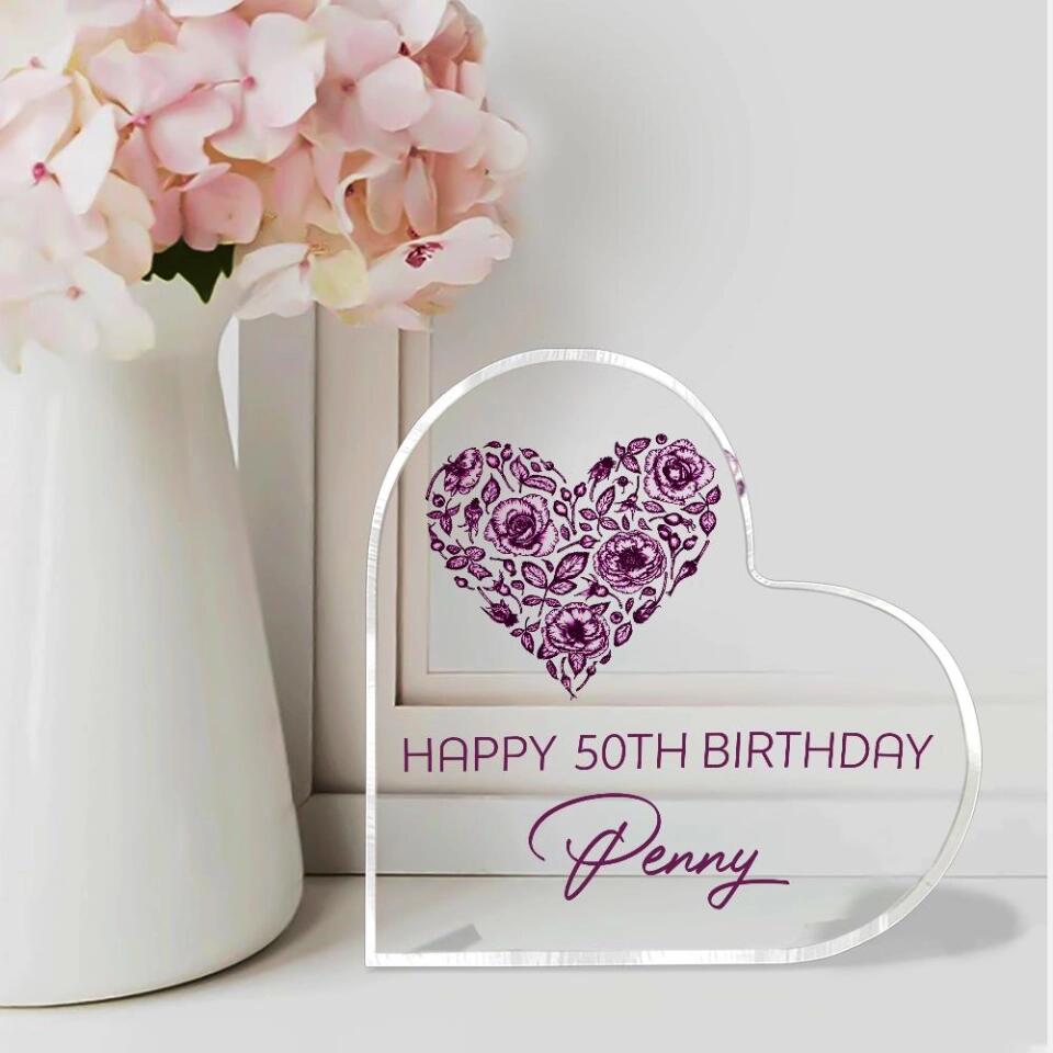 Best 50th Birthday Gifts for Mom - Heart Acrylic Plaque Decor Home - Grateful Heart Personalized Acrylic Keepsake, Gifts for Her, Family Gifts, Gifts for Mom, Mother's Day Gifts - 209IHNTHAP604
