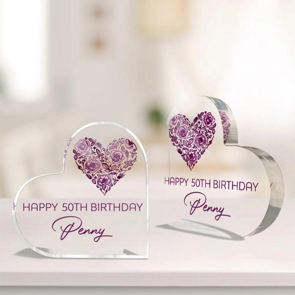 Best 50th Birthday Gifts for Mom - Heart Acrylic Plaque Decor Home - Grateful Heart Personalized Acrylic Keepsake, Gifts for Her, Family Gifts, Gifts for Mom, Mother's Day Gifts - 209IHNTHAP604