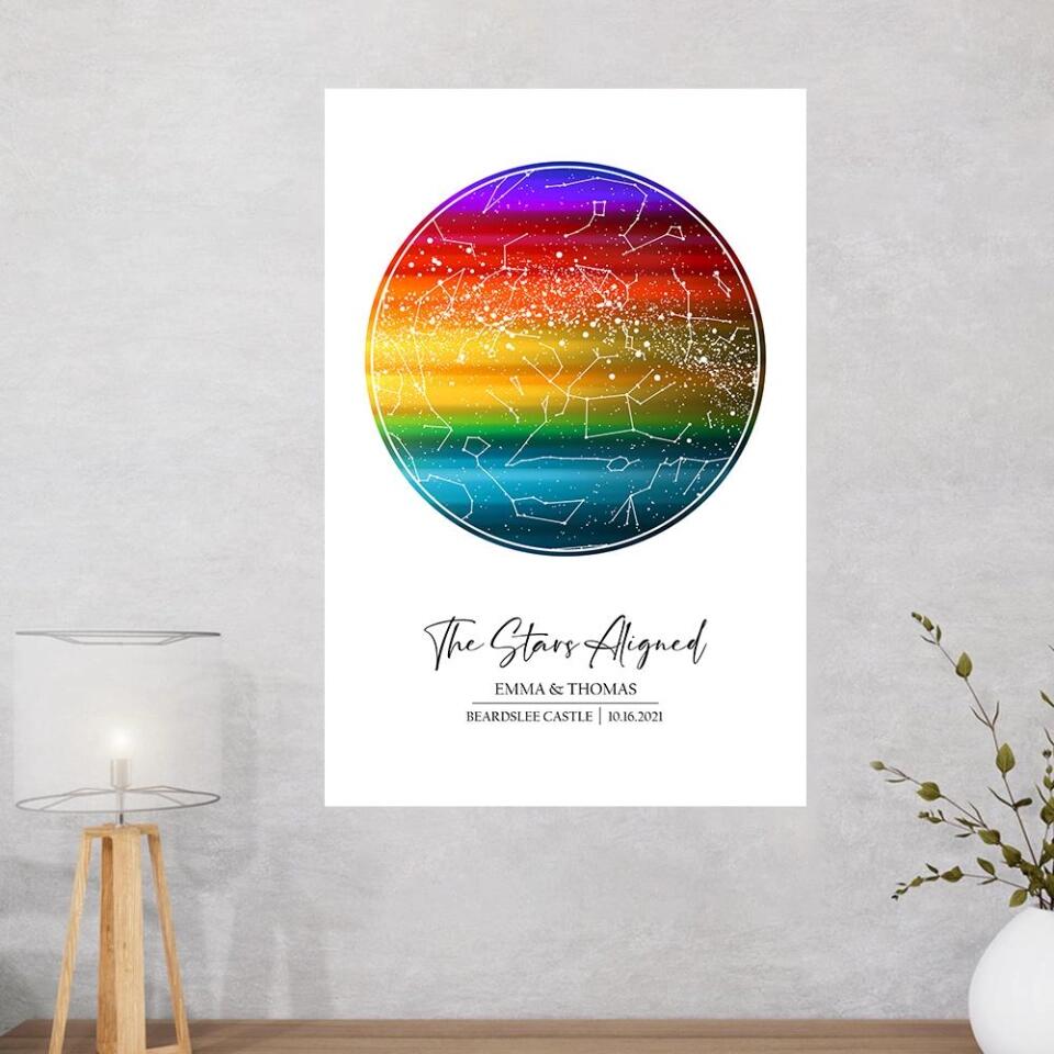 Custom Star Map LGBT Night Sky Custom Canvas Poster Anniversary Gift For Couples