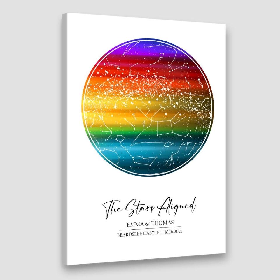 Custom Star Map LGBT Night Sky Custom Canvas Poster Anniversary Gift For Couples