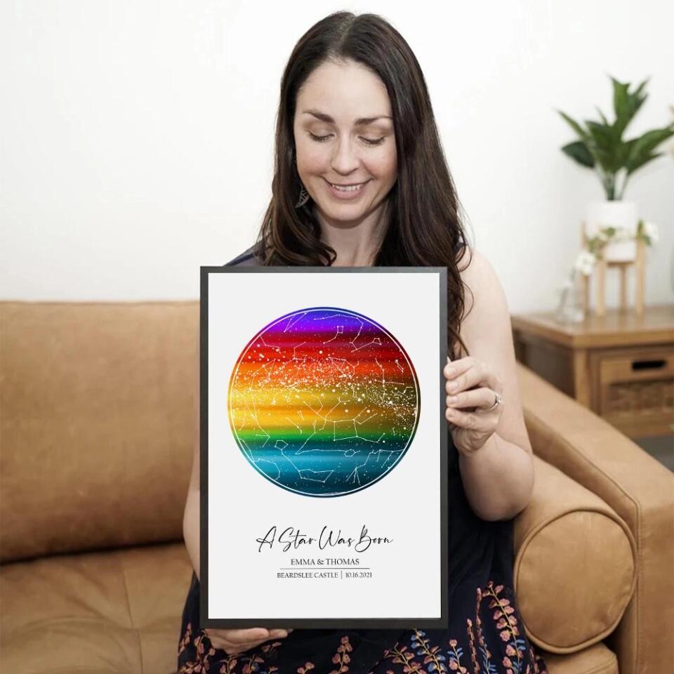 Custom Star Map LGBT Night Sky Custom Canvas Poster Anniversary Gift For Couples