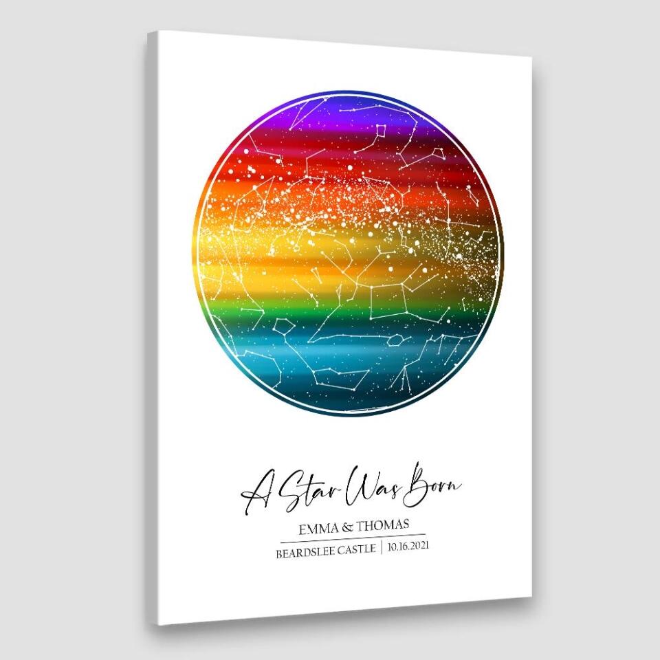 Custom Star Map LGBT Night Sky Custom Canvas Poster Anniversary Gift For Couples