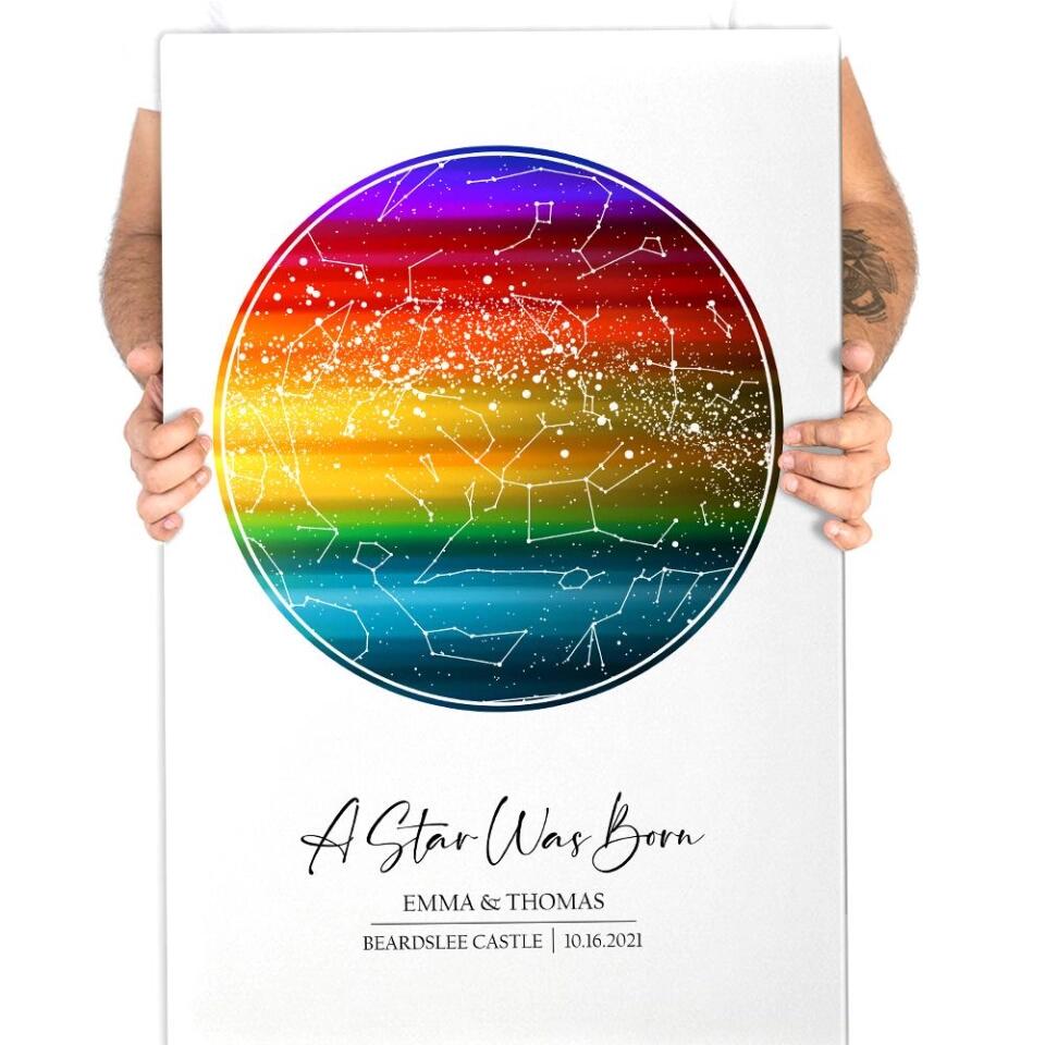 Custom Star Map LGBT Night Sky Custom Canvas Poster Anniversary Gift For Couples