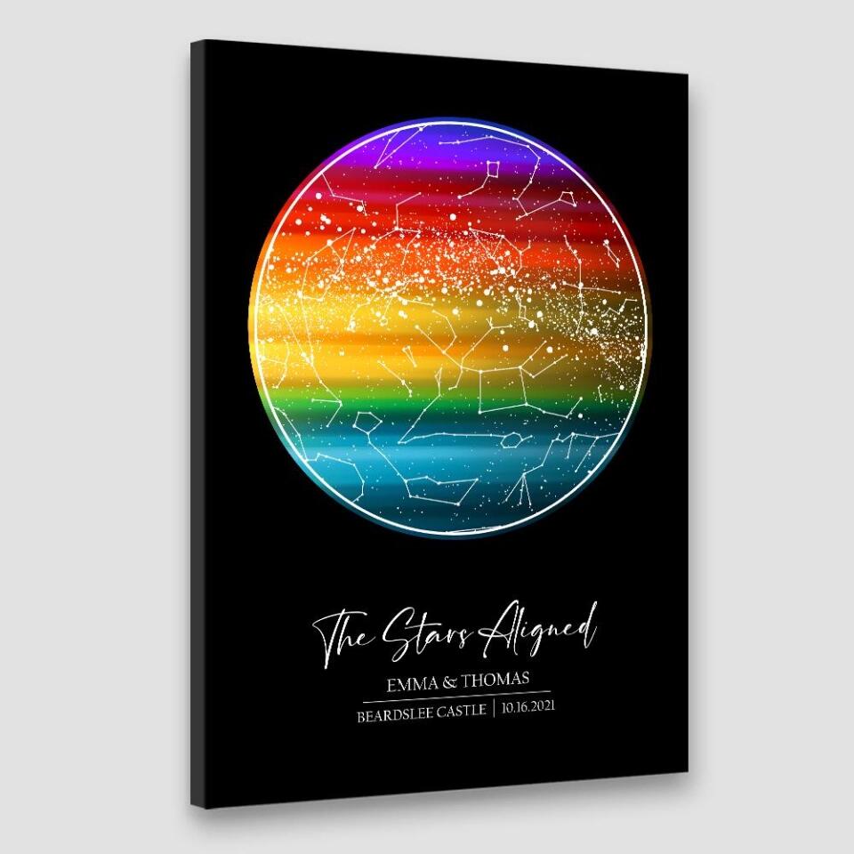 Custom Star Map LGBT Night Sky Custom Canvas Poster Anniversary Gift For Couples