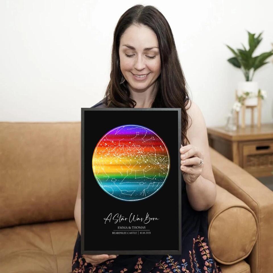 Custom Star Map LGBT Night Sky Custom Canvas Poster Anniversary Gift For Couples