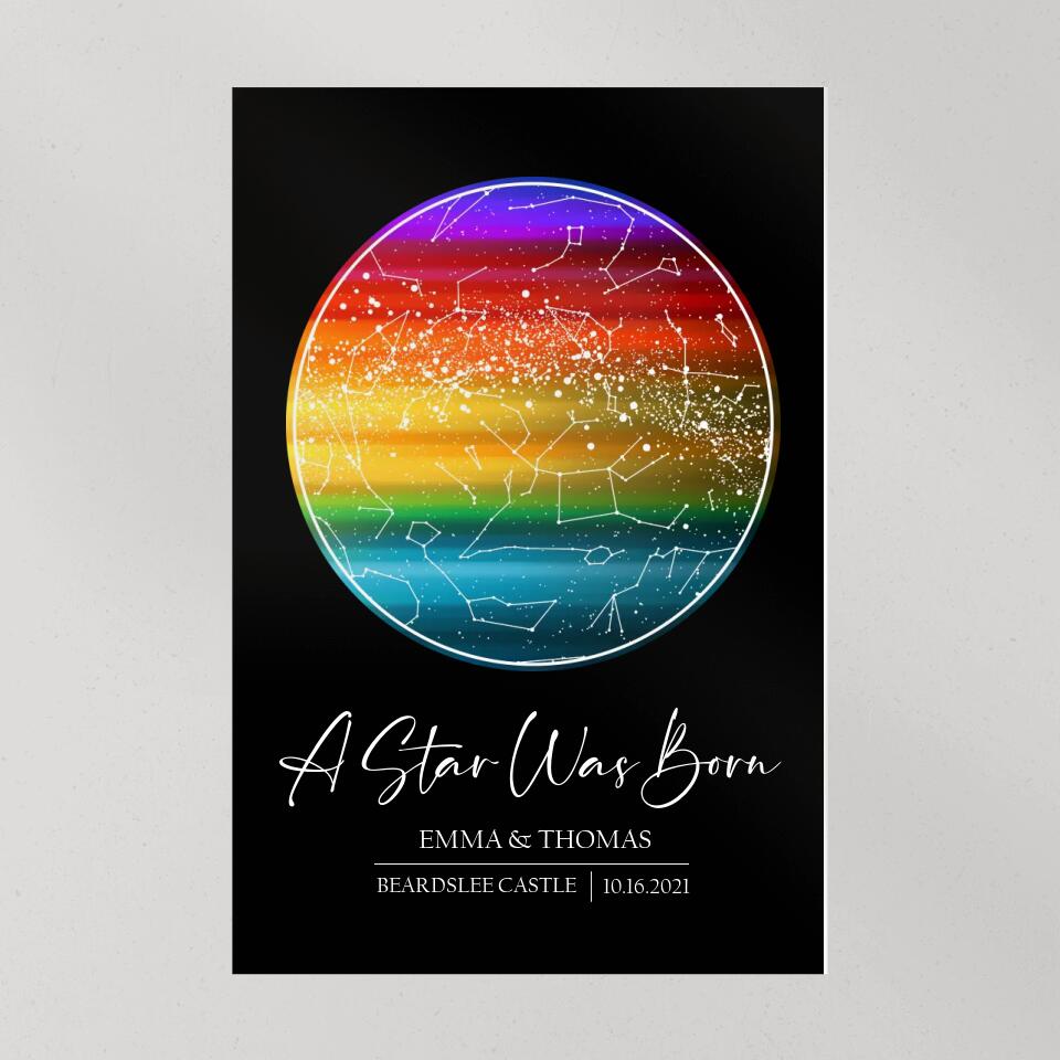 Custom Star Map LGBT Night Sky Custom Canvas Poster Anniversary Gift For Couples