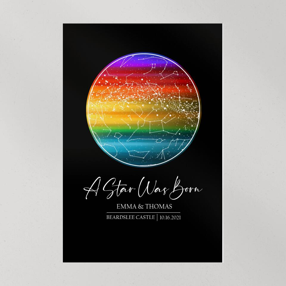 Custom Star Map LGBT Night Sky Custom Canvas Poster Anniversary Gift For Couples